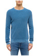 Thumbnail Pull en coton bleu uni avec une coupe droite et un col rond - Image 2