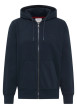 Thumbnail Sweat zippé en coton mélangé marine uni avec une coupe droite et une capuche