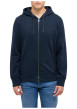 Thumbnail Sweat zippé en coton mélangé marine uni avec une coupe droite et une capuche - Image 2