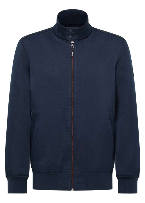 Blouson marine uni avec une coupe droite et un col montant à zip