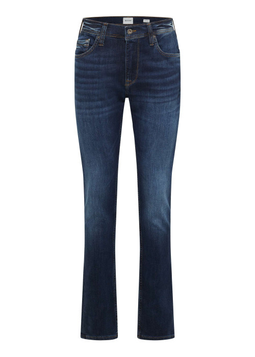 Jean en coton brut uni avec une coupe slim à zip et à bouton
