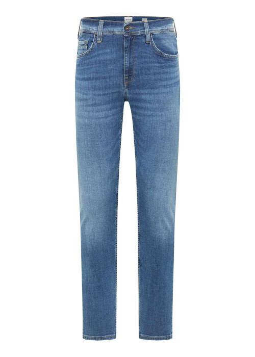 Jean en coton stone uni avec une coupe slim à zip et à bouton