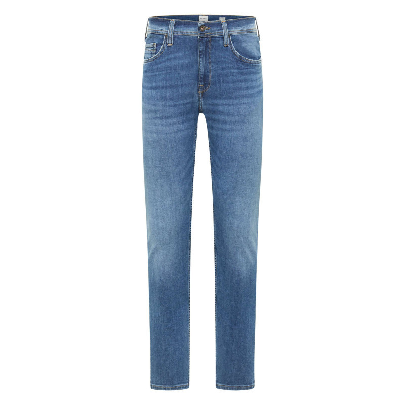 Mustang - Jean En Coton Stone Uni Avec Une Coupe Slim à Zip Et à Bouton - Bleu Foncé Mustang - Jean En Coton Stone Uni Avec Une Coupe Slim à Zip Et à Bouton - Bleu Foncé