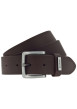 Thumbnail Ceinture en cuir marron unie réglable avec une boucle argentée
