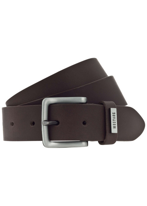 Ceinture en cuir marron unie réglable avec une boucle argentée