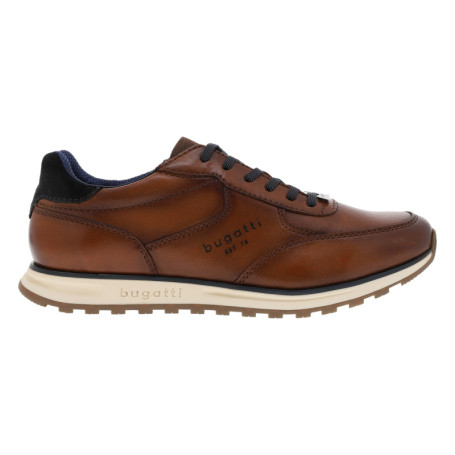 Sneakers cognac à talon plat avec le logo en...