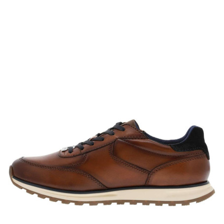 Sneakers cognac à talon plat avec le logo en...