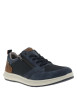 Thumbnail Sneakers bleu marine à talon plat avec des lacets et un zip latéral - Image 4