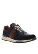 Thumbnail Baskets running en cuir bleu marine à talon plat avec des lacets tressés - Image 3