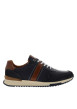 Thumbnail Baskets running en cuir bleu marine à talon plat avec des lacets tressés