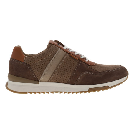 Baskets running en cuir taupe à talon plat avec...