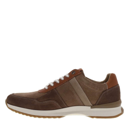 Baskets running en cuir taupe à talon plat avec...