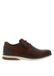 Thumbnail Sneakers en cuir noisette à talon plat avec des lacets et un zip latéral