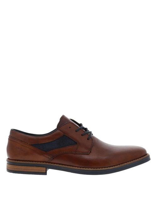 Derbies en cuir cognac à talon décroché bas avec des lacets ronds