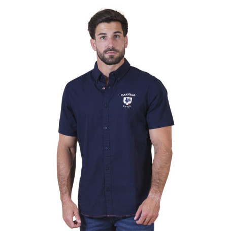 Chemise en coton biologique marine unie pourvue...