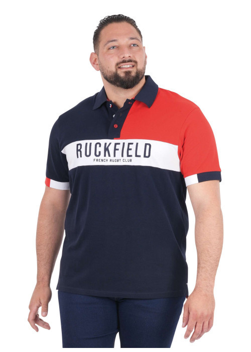 Polo en coton biologique marine uni pourvu d'un col boutonné