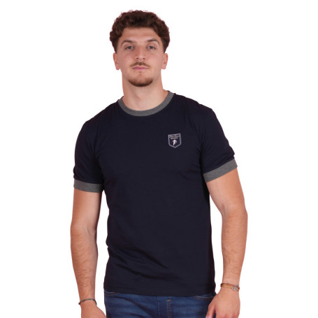 T-shirt en coton marine uni pourvu de manches...