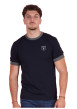 Thumbnail T-shirt en coton marine uni pourvu de manches courtes et d'un col rond