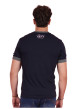 Thumbnail T-shirt en coton marine uni pourvu de manches courtes et d'un col rond - Image 2