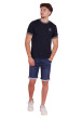 Thumbnail T-shirt en coton marine uni pourvu de manches courtes et d'un col rond - Image 3