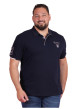 Thumbnail Polo en coton marine uni pourvu d'une coupe droite et d'un col boutonné