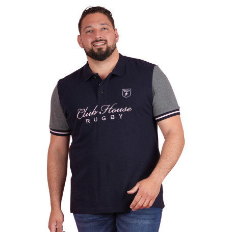 Polo en coton marine uni pourvu d'un col...