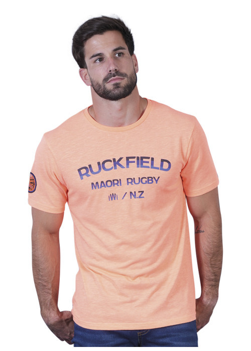 T-shirt orange uni pourvu d'un col rond et de...