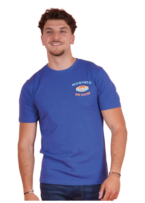 T-shirt en coton biologique bleu uni pourvu d'une coupe droite