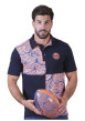 Thumbnail Polo en coton biologique marine à motifs pourvu d'un col boutonné