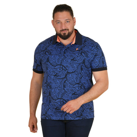 Polo en coton biologique bleu imprimé pourvu...