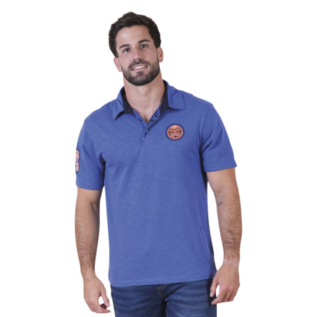 Polo en coton biologique bleu uni pourvu d'une...