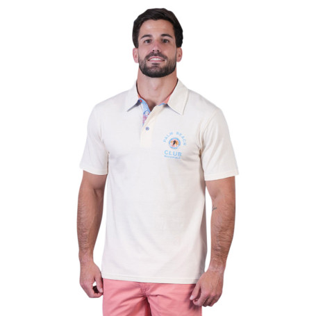 Polo en coton biologique écru uni pourvu d'une...