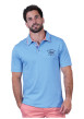 Thumbnail Polo en coton biologique bleu uni pourvu d'un col boutonné et d'une coupe droite