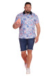 Thumbnail Polo en coton biologique bleu tropical pourvu d'un col boutonné - Image 3
