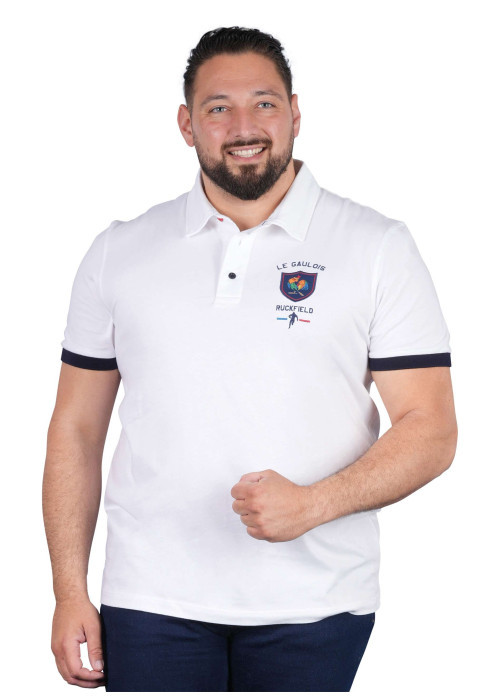 Polo en coton blanc uni pourvu de manches courtes et d'une coupe droite