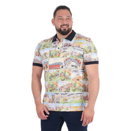 Polo en coton multicolore imprimé pourvu d'un...