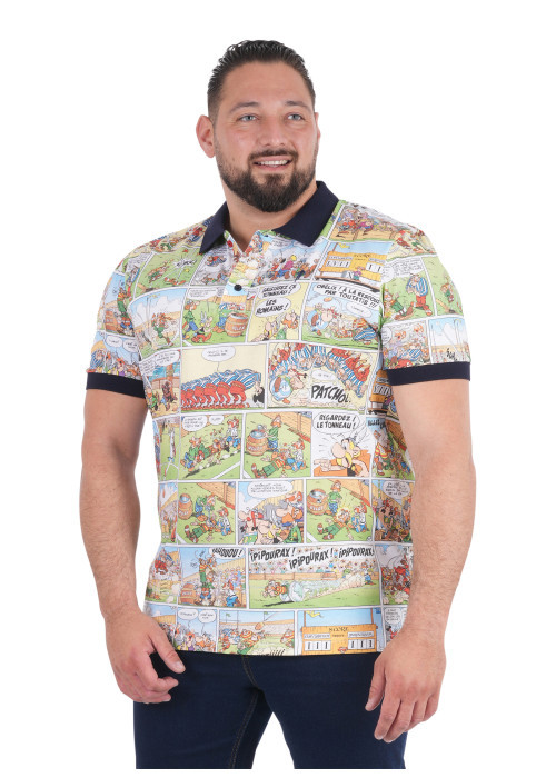Polo en coton multicolore imprimé pourvu d'un...