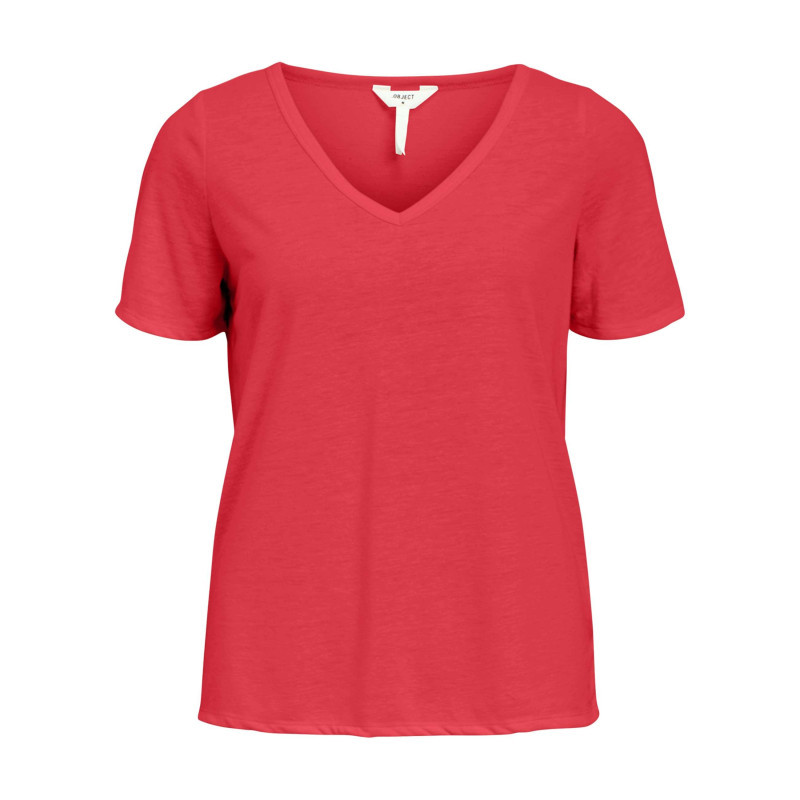 Object - T-shirt Rouge Uni Pourvu D'une Coupe Droite Et De Manches Courtes - Rouge Object - T-shirt Rouge Uni Pourvu D'une Coupe Droite Et De Manches Courtes - Rouge