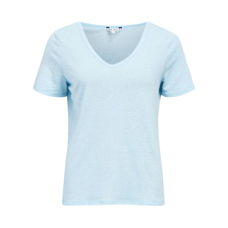 Object - T-shirt Ciel Uni Pourvu D'une Coupe Droite Et De Manches Courtes - Bleu Clair Object - T-shirt Ciel Uni Pourvu D'une Coupe Droite Et De Manches Courtes - Bleu Clair