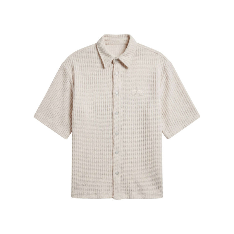 Project X - Chemise En Coton Mélangé écrue Unie Pourvue D'un Col Chemise - Beige