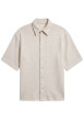 Thumbnail Chemise en coton mélangé écrue unie pourvue d'un col chemise