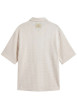 Thumbnail Chemise en coton mélangé écrue unie pourvue d'un col chemise - Image 2
