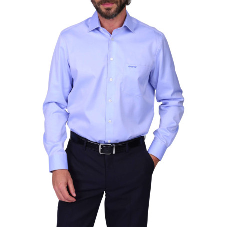 Chemise en coton bleu ciel unie avec une coupe...