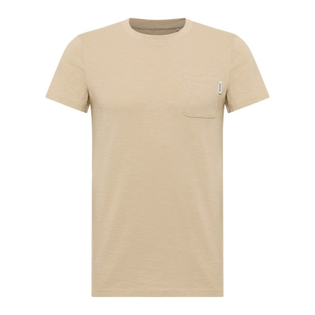 T-shirt en coton beige uni pourvu d'une poche...