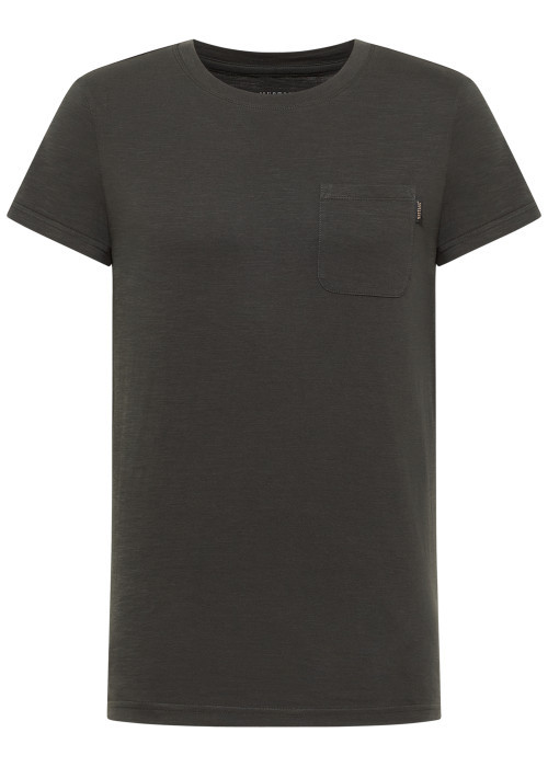T-shirt en coton noir uni pourvu d'une poche plaquée sur le coeur