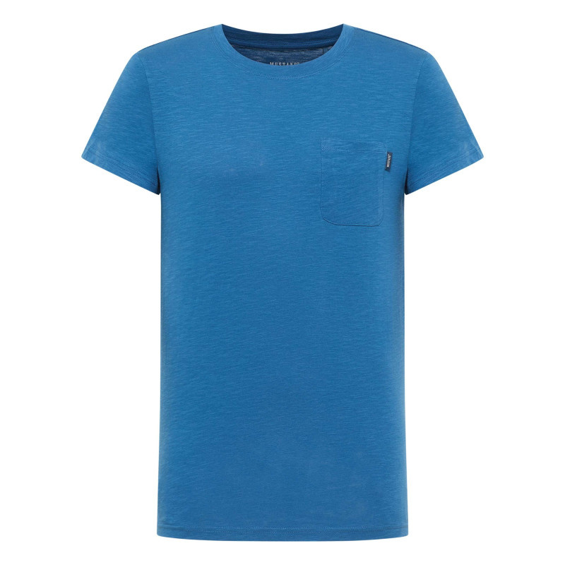 Mustang - T-shirt En Coton Bleu Uni Pourvu D'une Poche Plaquée Sur Le Coeur - Bleu Mustang - T-shirt En Coton Bleu Uni Pourvu D'une Poche Plaquée Sur Le Coeur - Bleu
