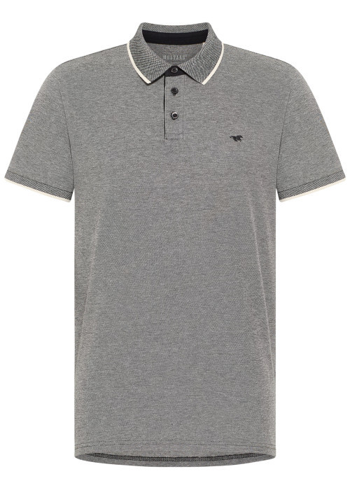 Polo en coton anthracite uni pourvu d'un col boutonné et d'une coupe droite