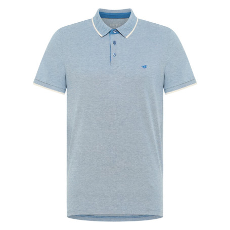 Polo en coton bleu uni pourvu d'un col boutonné...