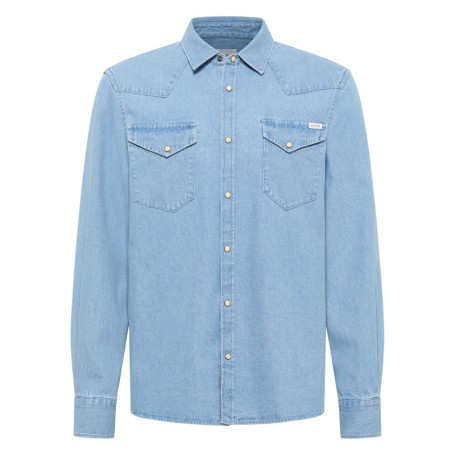 Chemise en jean en coton bleue unie avec une...