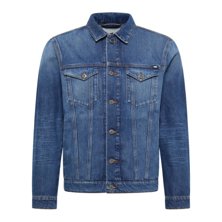 Blouson en jean en coton bleu délavé avec une...